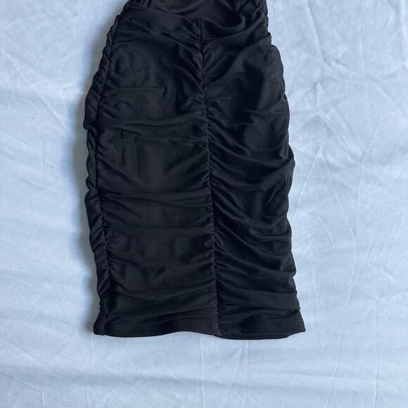 Oh Polly Everlasting Romance Cowl Neck Ruched Mini Dress in Black - Picture 8 of 8